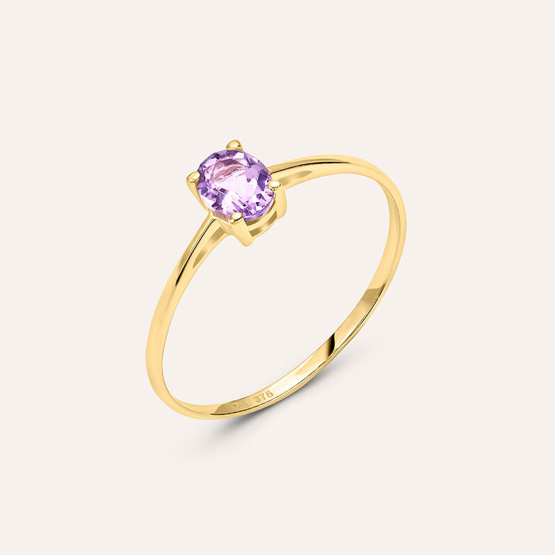 Anello Solitario Amélie Oro Giallo Ametista - Spannringe Damen | OROVIVO