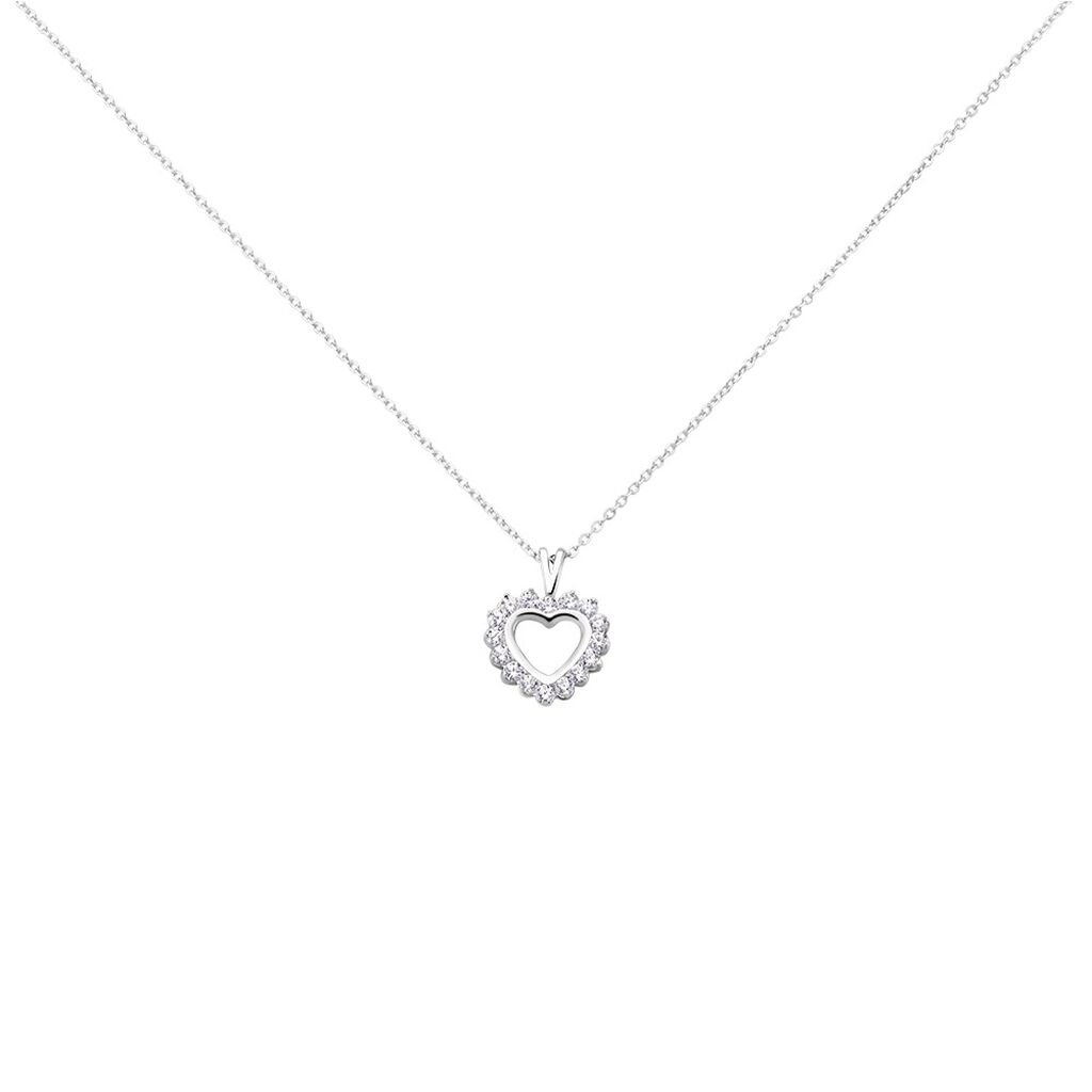 Damen Collier Silber Silber 925 Zirkonia Herz 0,30mm 45cm - Halsketten Damen | OROVIVO