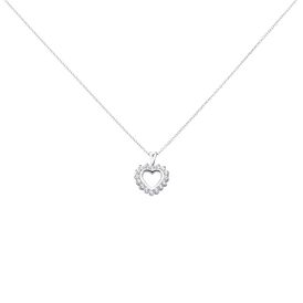 Damen Halskette Silber 925 Zirkonia Herz - 45 cm - Herzketten  | OROVIVO