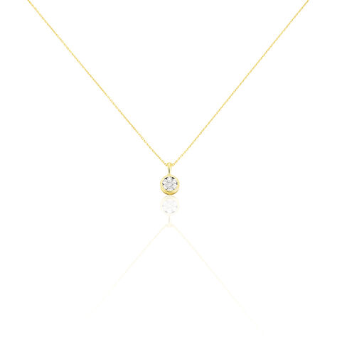 ELINA Damen Collier Gold 750 (18 Karat) Diamant Wei&szlig; 0,07 ct Kreis - Halsketten  | OROVIVO
