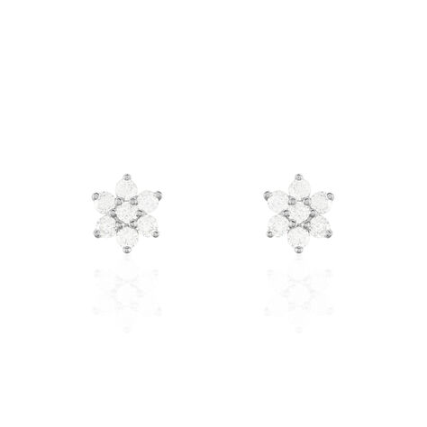 Damen Ohrstecker Weißgold 375 Zirkonia Blume - Ohrstecker Damen | OROVIVO