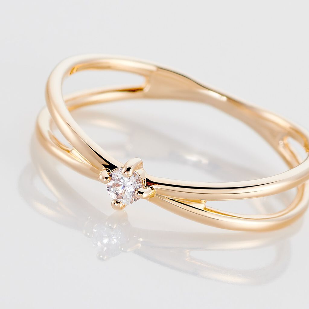 NERIAH Damen Ring Vergoldet Zirkonia Wei&szlig;