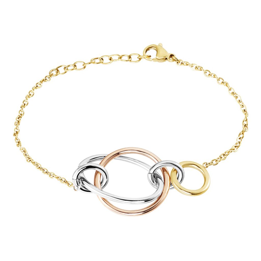 NIKOLETA Damen Armband Edelstahl Tricolor Gold / Wei&szlig; / Ros&eacute;