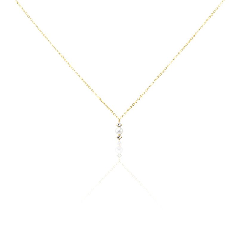 Collier Or Jaune Audrea Perle De Culture Oxydes De Zirconium - Spannringe Kinder | OROVIVO