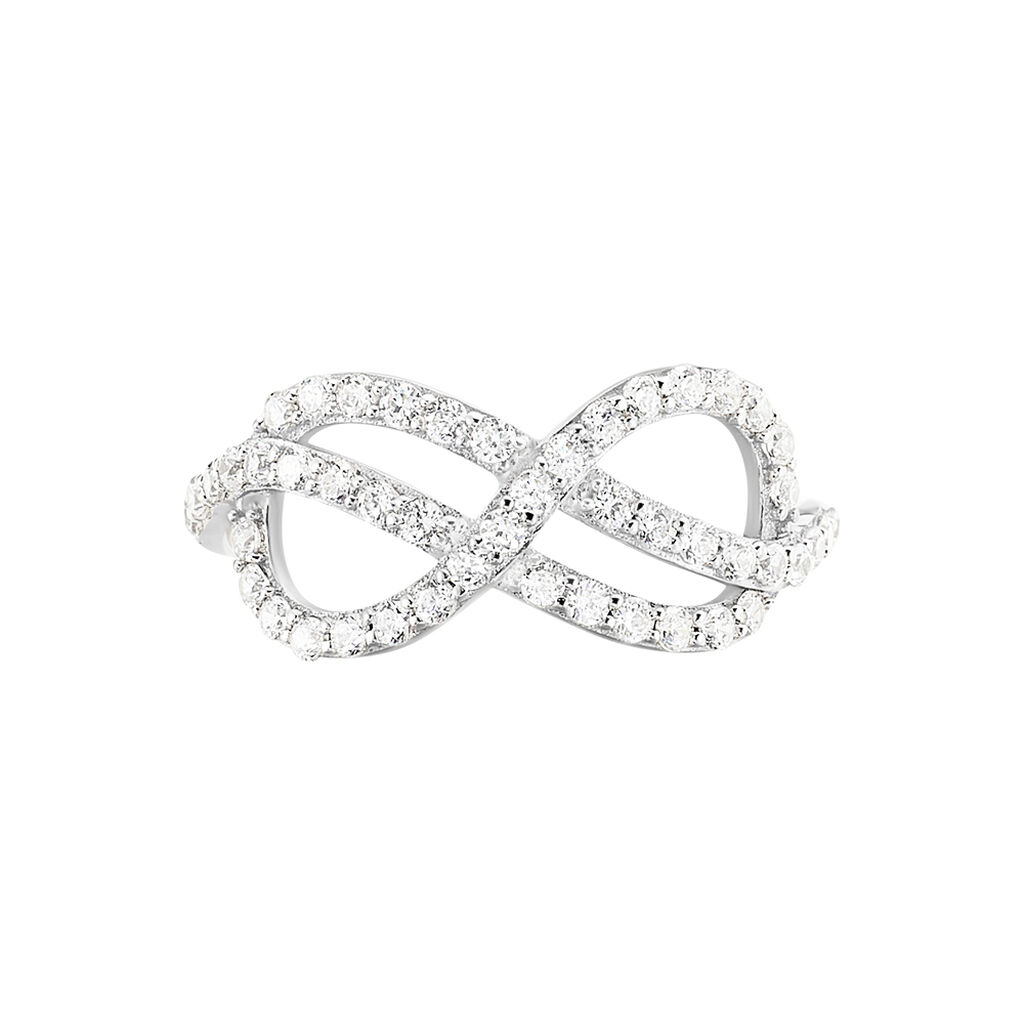 Bague Infini Double Or Blanc Oxyde De Zirconium - Spannringe Damen | OROVIVO
