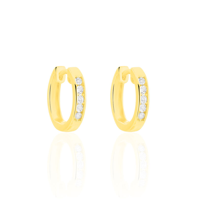 Damen Creolen Gold 375 (9 Karat) Diamant Wei&szlig; 0,04 ct B 3 mm - Creolen Damen | OROVIVO