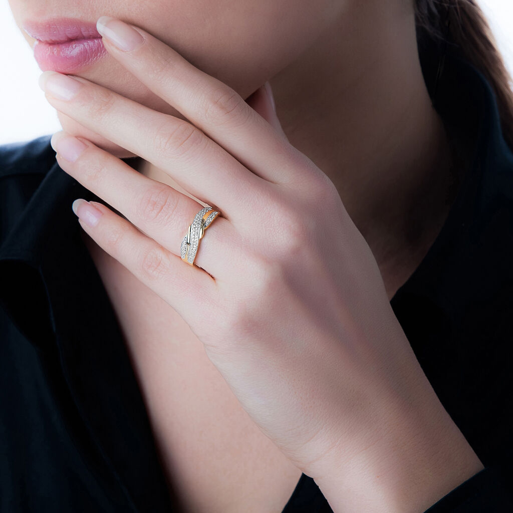 Bague Or Jaune Bandeau Oxydes - Spannringe Damen | OROVIVO