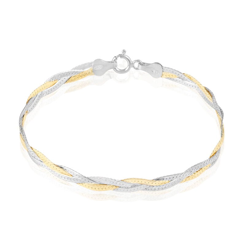 Bracelet Argent Bicolore Maille Tresse - Spannringe Damen | OROVIVO