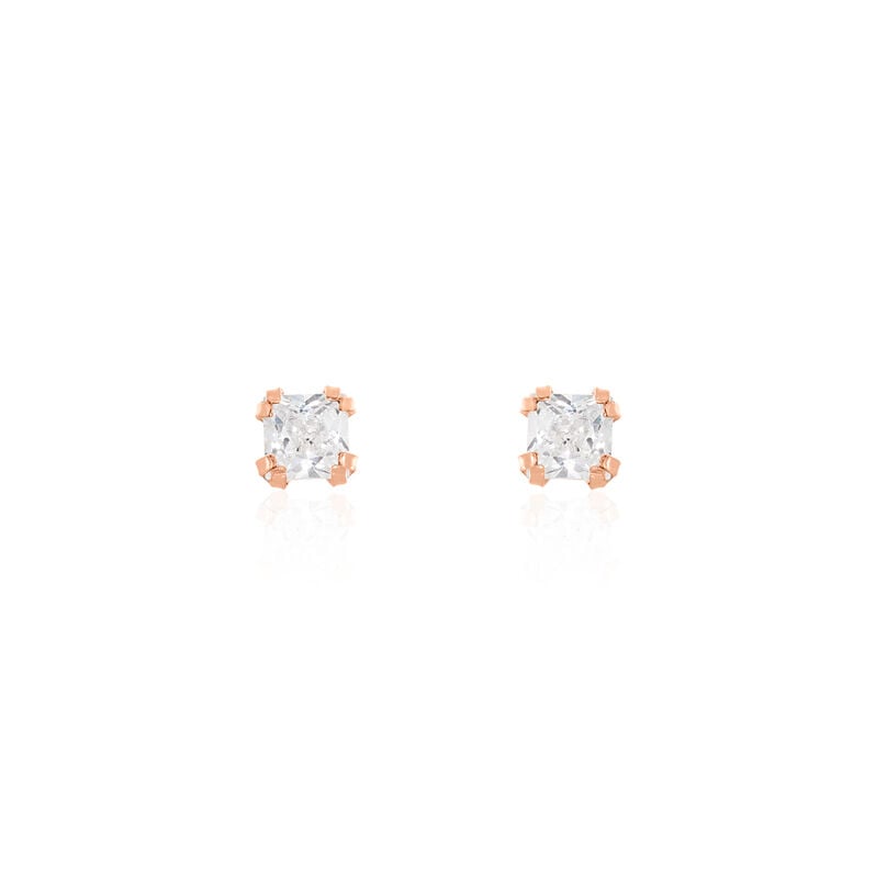 Damen Ohrstecker Rosegold 375 Zirkonia Doreen Carre 3,00mm  - Ohrstecker Damen | OROVIVO