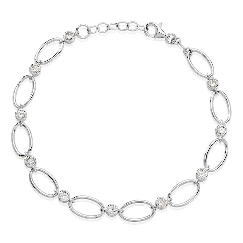 Damen Armband Silber 925 Rund Weiß Geometrisch Isabelle 2cm - Armbänder mit Anhänger Damen | OROVIVO