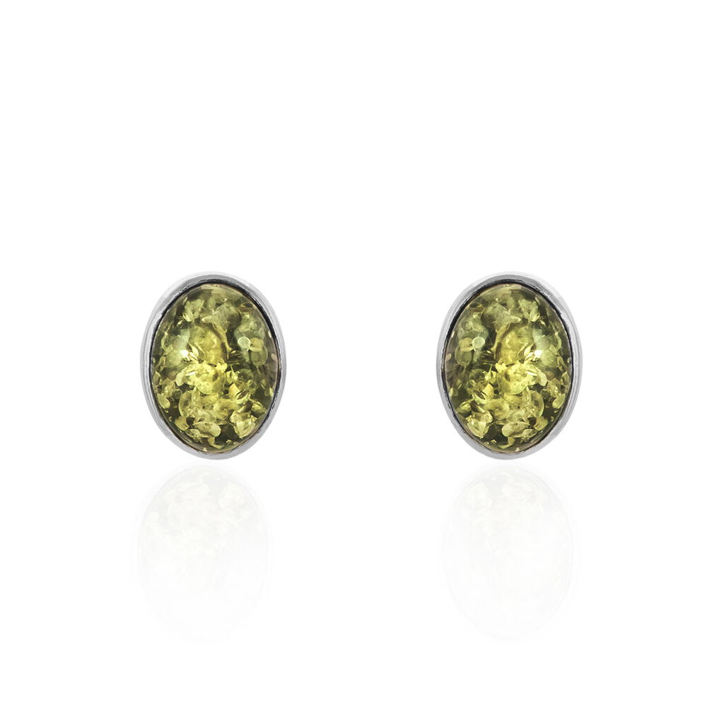 Boucles D'oreilles Puces Argent Et Ambre - Spannringe Damen | OROVIVO