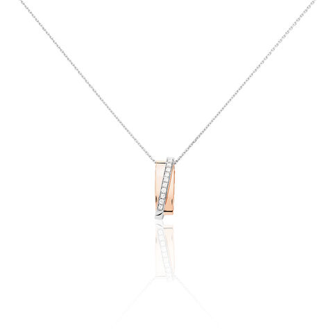 Damen Collier Gold Bicolor 585 Diamant 0,12ct Rechteckig Aventu 45cm - Halsketten Damen | OROVIVO