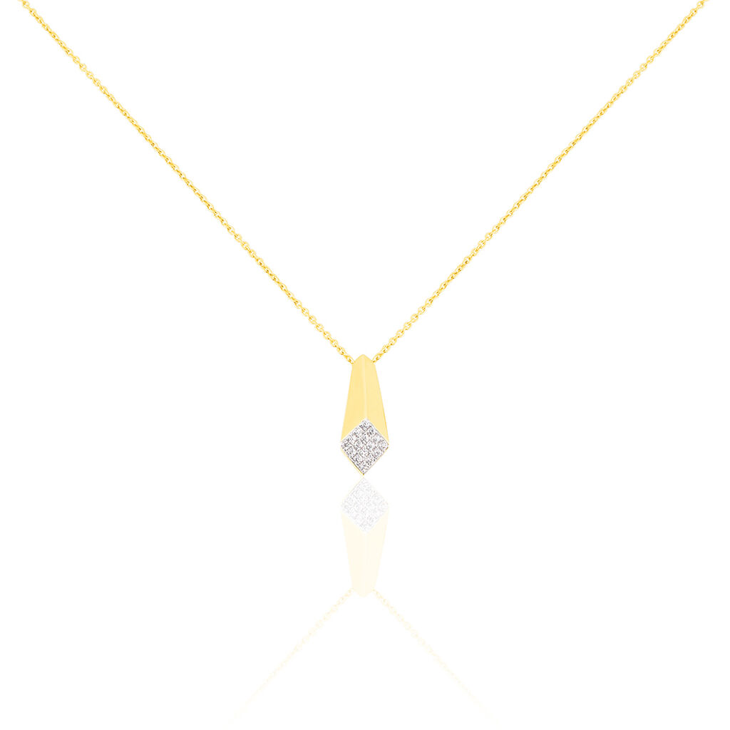 🦚 Damen Collier Gold 375 Zirkonia Aure, Collier mit Stein