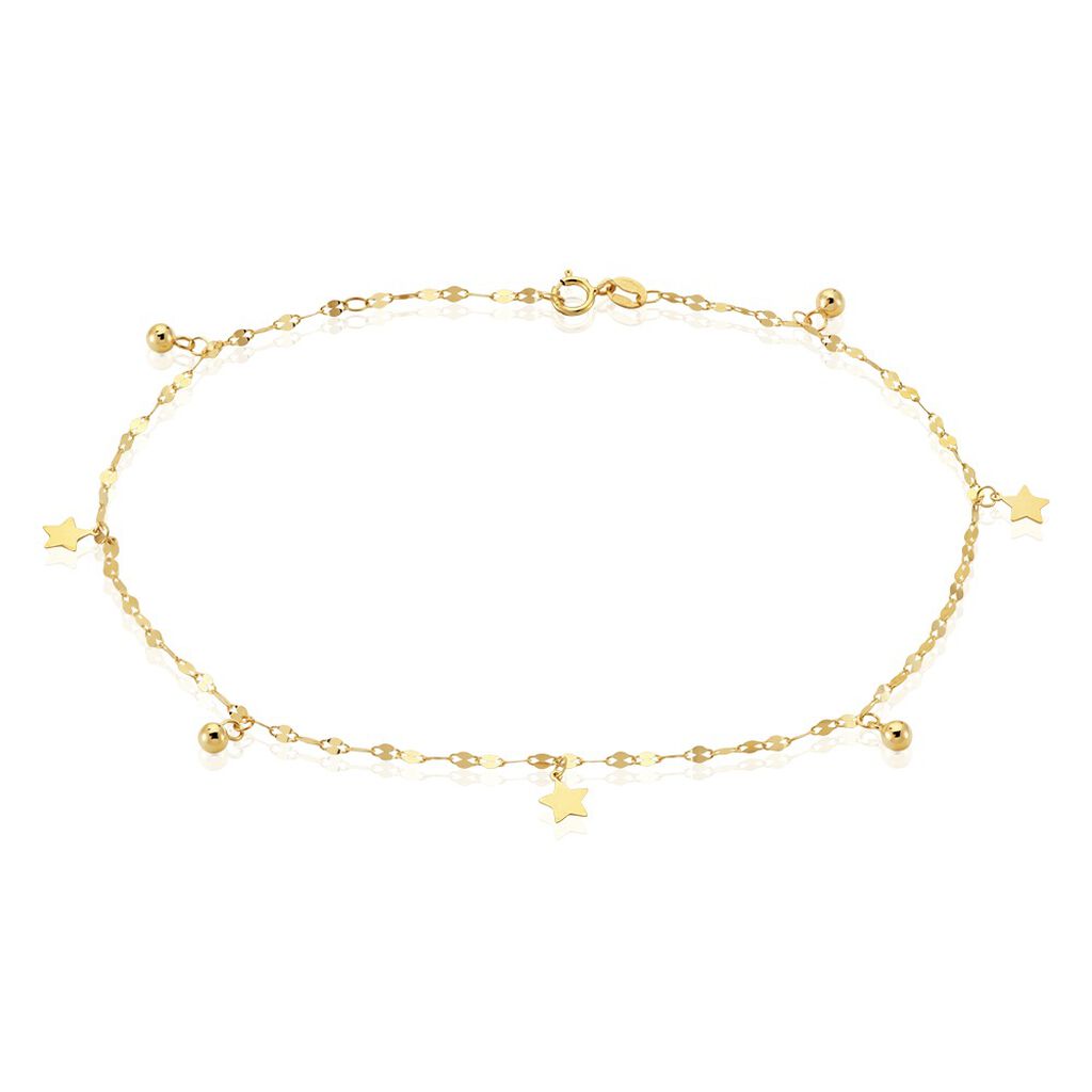 Damen Fußkette Gold 375 (9 Karat) Ball B 0,2 mm, Fußkette ohne Stein