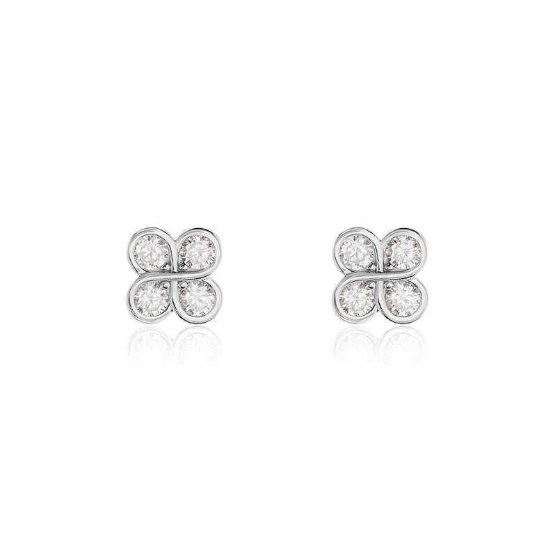 Damen Ohrstecker Silber 925 Zirkonia Kleeblatt Kaiya  - Ohrstecker Damen | OROVIVO