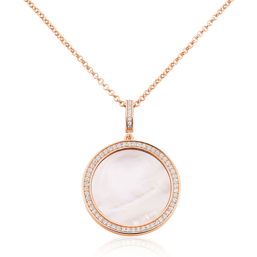IRIS Damen Collier Silber rosevergoldet 925 Zirkonia Wei&szlig; Kreis