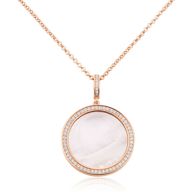 IRIS Damen Collier Silber rosevergoldet 925 Zirkonia Wei&szlig; Kreis - Halsketten Damen | OROVIVO