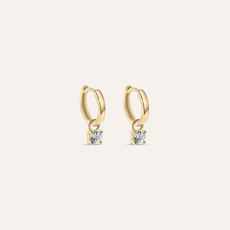 Orecchini A Cerchio Punto Luce Golden Dream Placcato Oro Giallo Cubic Zirconia - Spannringe Damen | OROVIVO