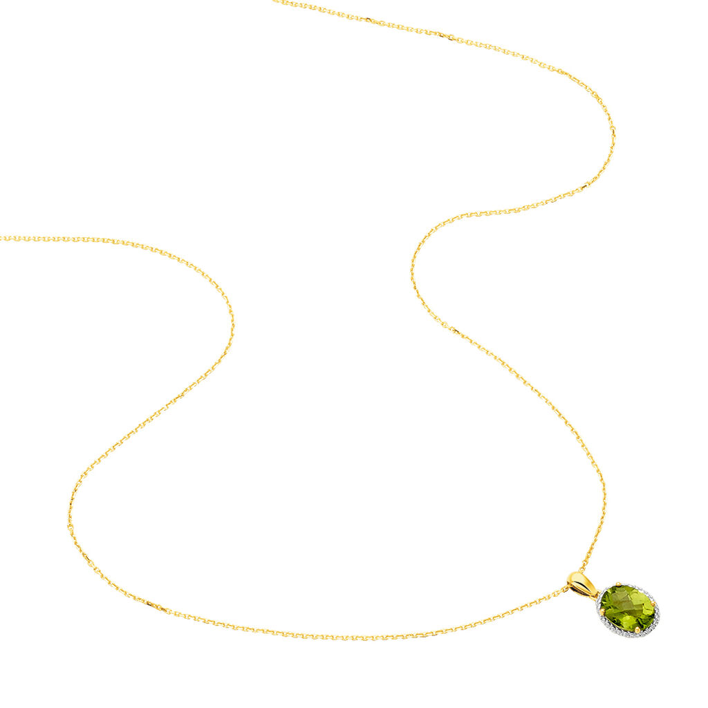 NAGA Damen Collier Gold 375 (9 Karat) Peridot Gr&uuml;n 2,15 ct Oval