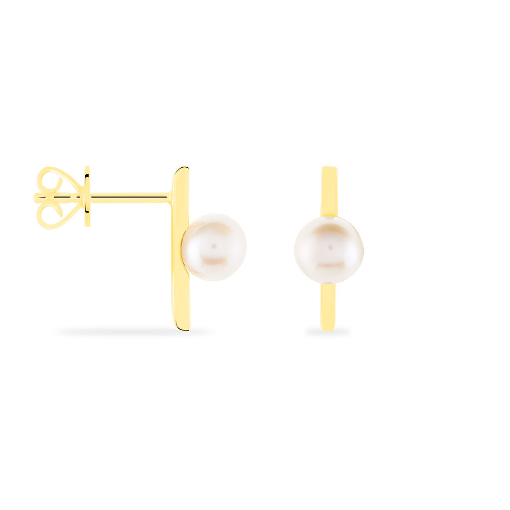 CHRISTINE Damen Ohrstecker Gold 375 (9 Karat) Zuchtperle Perlmutt Balken