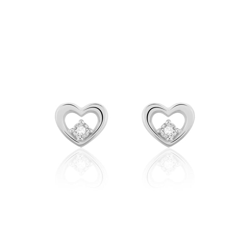 Damen Ohrstecker Weißgold 375 Diamant 0,01ct Herz - Ohrstecker Damen | OROVIVO