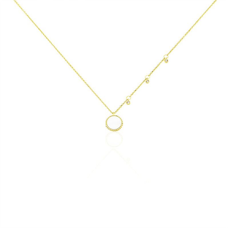 Uyen Damen Collier Gold 375 (9 Karat) Perlmutt Wei&szlig;er Perlmutt 1 ct Kreis - Halsketten Damen | OROVIVO