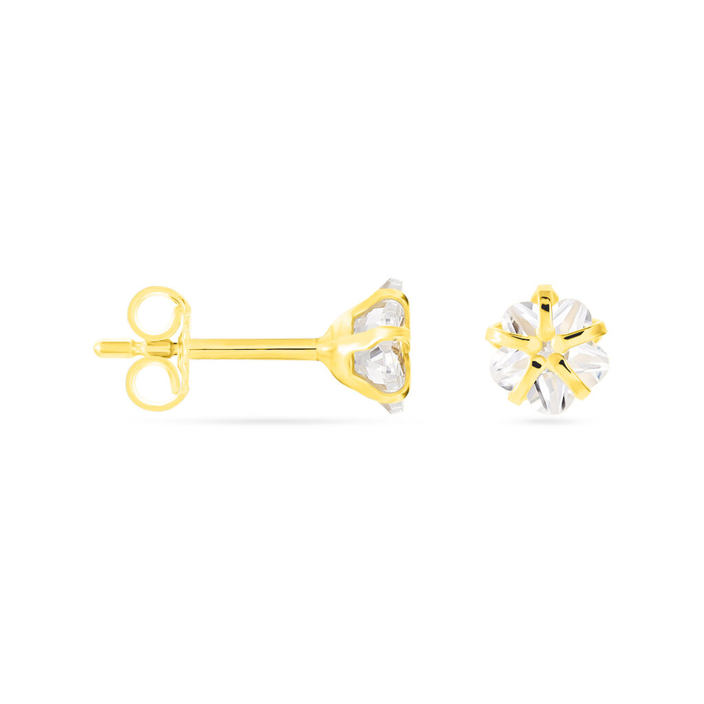 Damen Ohrstecker Gold 333 (8 Karat) Zirkonia Wei&szlig; Blume