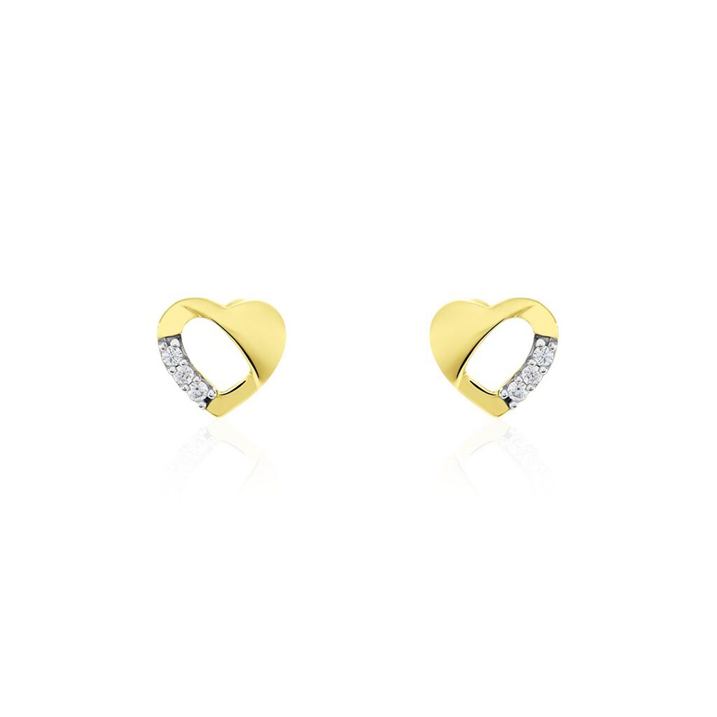 CONSTANZE Kinder Ohrstecker Gold 333 (8 Karat) Zirkonia Weiß Herz - Ohrstecker Kinder | OROVIVO