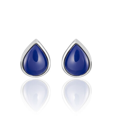 MISSY Damen Ohrstecker Silber 925 Synthetischer Stein Blau Tropfen - Ohrstecker  | OROVIVO