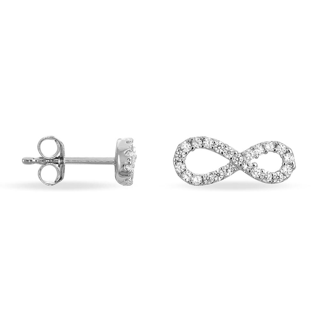 CLELIA INFINITY Damen Ohrstecker Silber 925 Zirkonia Wei&szlig; Unendlichkeit