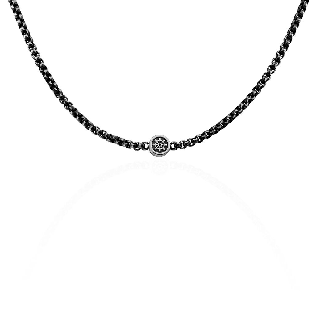 ANGELIN Herren Collier Edelstahl Grau Ruder