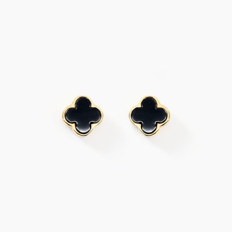 Boucles D'oreilles Puces Stellya Or Jaune Onyx - Spannringe Damen | OROVIVO