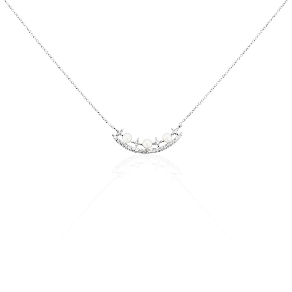 Damen Halskette Weißgold 375 Zuchtperle Zirkonia - Halsketten Damen | OROVIVO