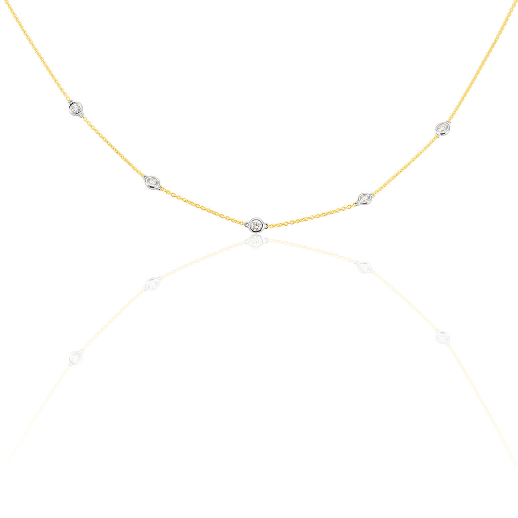 Damen Collier Gold 750 Bicolor Diamanten 0,22ct - Ketten mit Stein Damen | OROVIVO