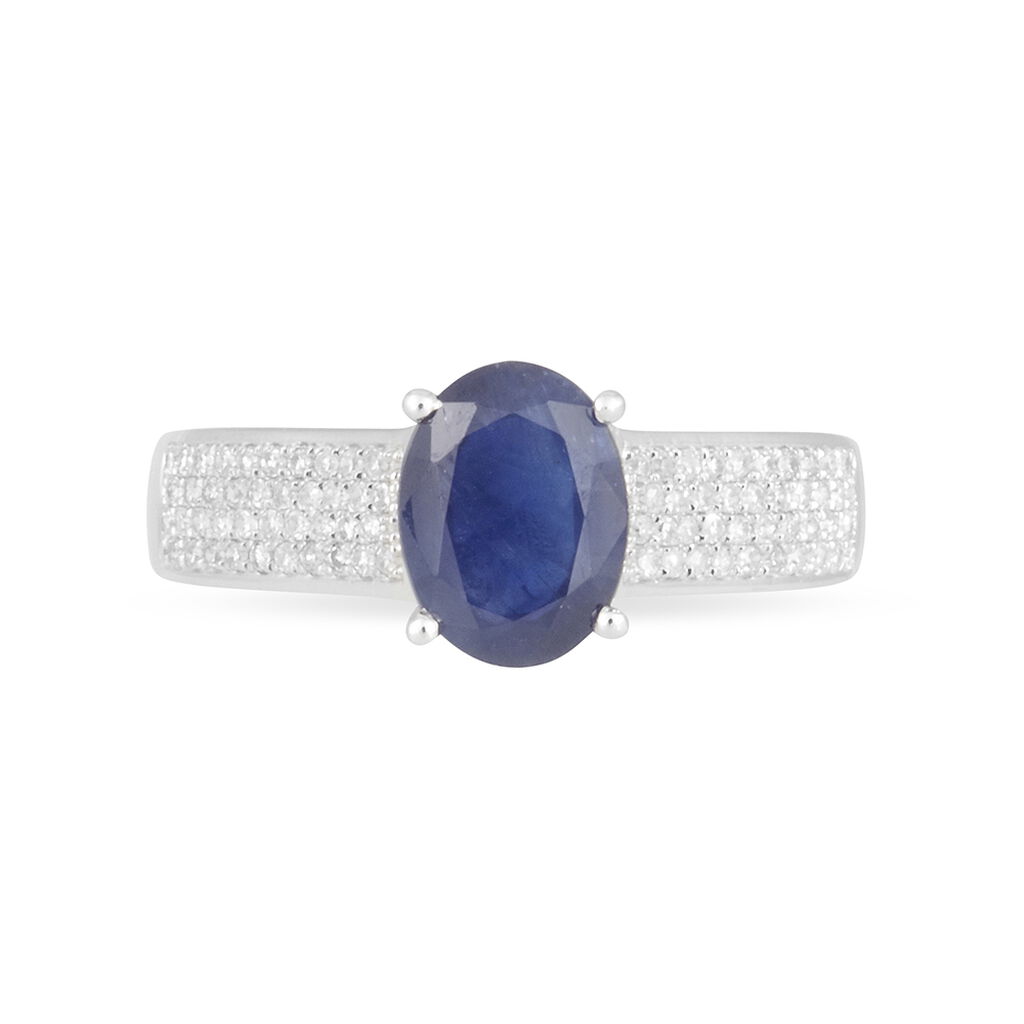Bague Crista Or Blanc Saphir Et Diamant - Spannringe Damen | OROVIVO