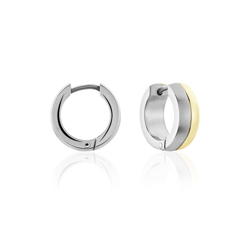 Damen Creolen Titan Bicolor Gelb/Silber B 5 mm - Creolen Damen | OROVIVO