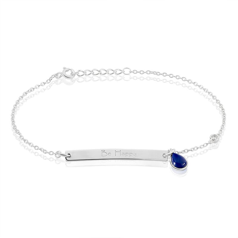 ZORINA Damen ID Armband Silber 925 Glas Blau Tropfen - Armb&auml;nder mit Gravur Damen | OROVIVO