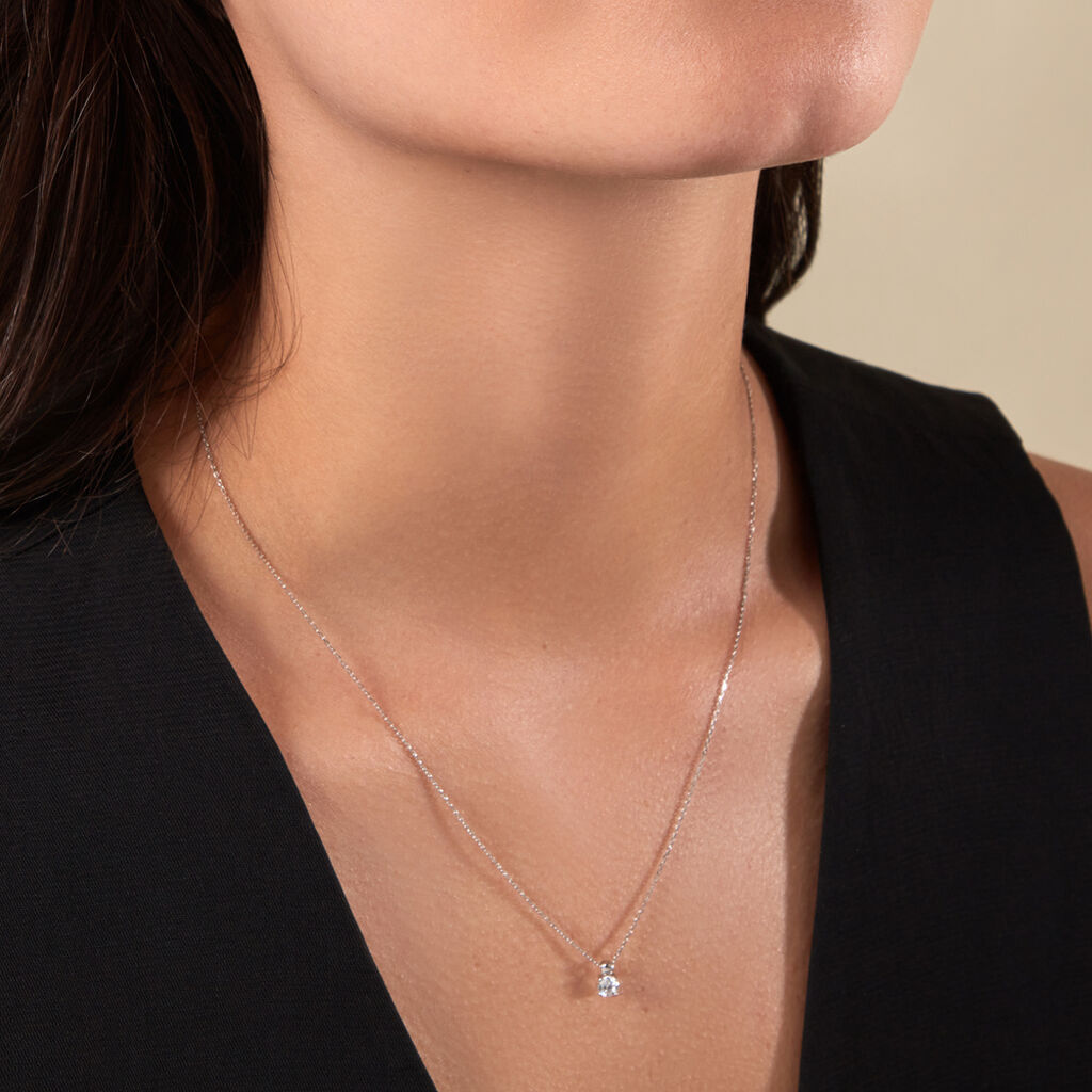 KRAPPE 4 Damen Collier Wei&szlig;gold 375 (9 Karat) Zirkonia Wei&szlig; 0,48 ct Kreis