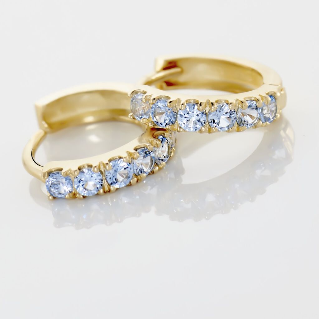 Damen Creolen Gold 375 (9 Karat) Zirkonia Blau 0,3 ct