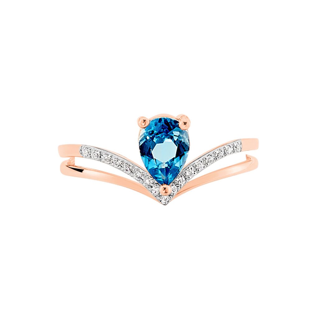 Bague Saousen Or Rose Topaze Et Oxyde De Zirconium - Spannringe Damen | OROVIVO