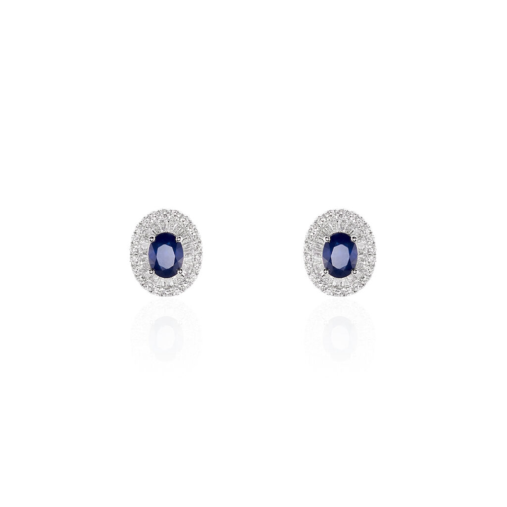 JAKKA Damen Ohrstecker Wei&szlig;gold 750 (18 Karat) Saphir Blau 0,88 ct