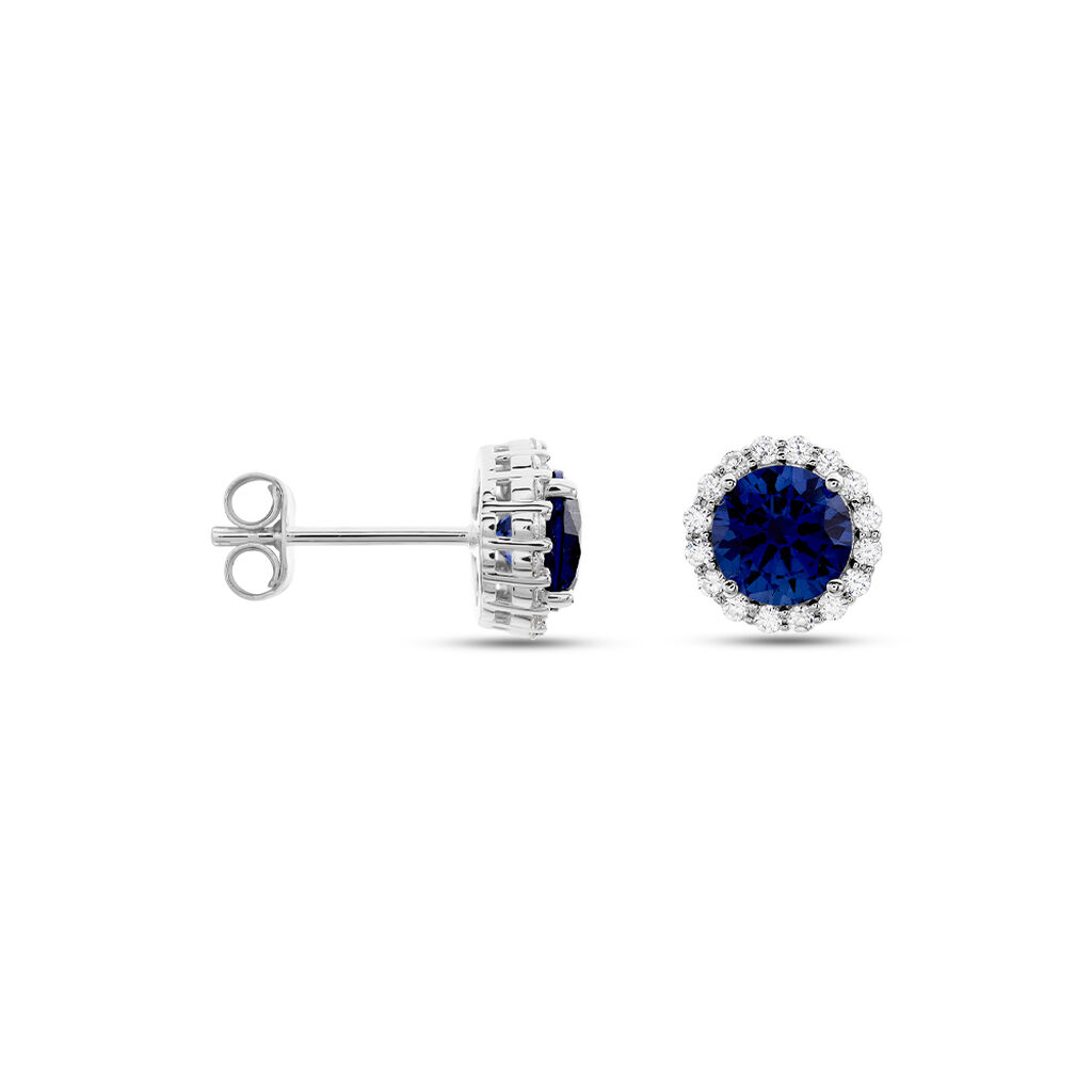 CAMILLA Damen Ohrstecker Silber 925 Andere Steine Blau 1,91 ct Kreis