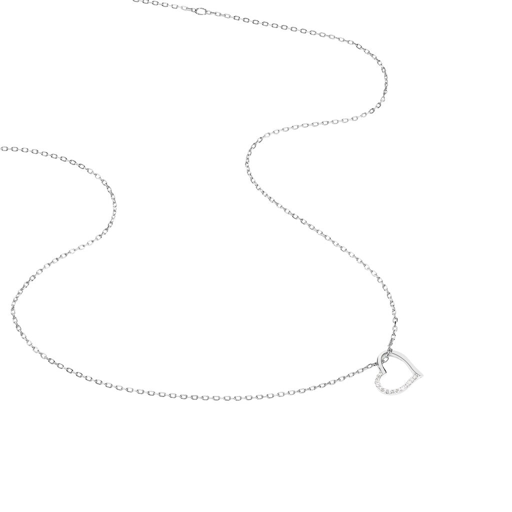 SALONA Damen Collier Silber 925 Zirkonia Wei&szlig; Herz
