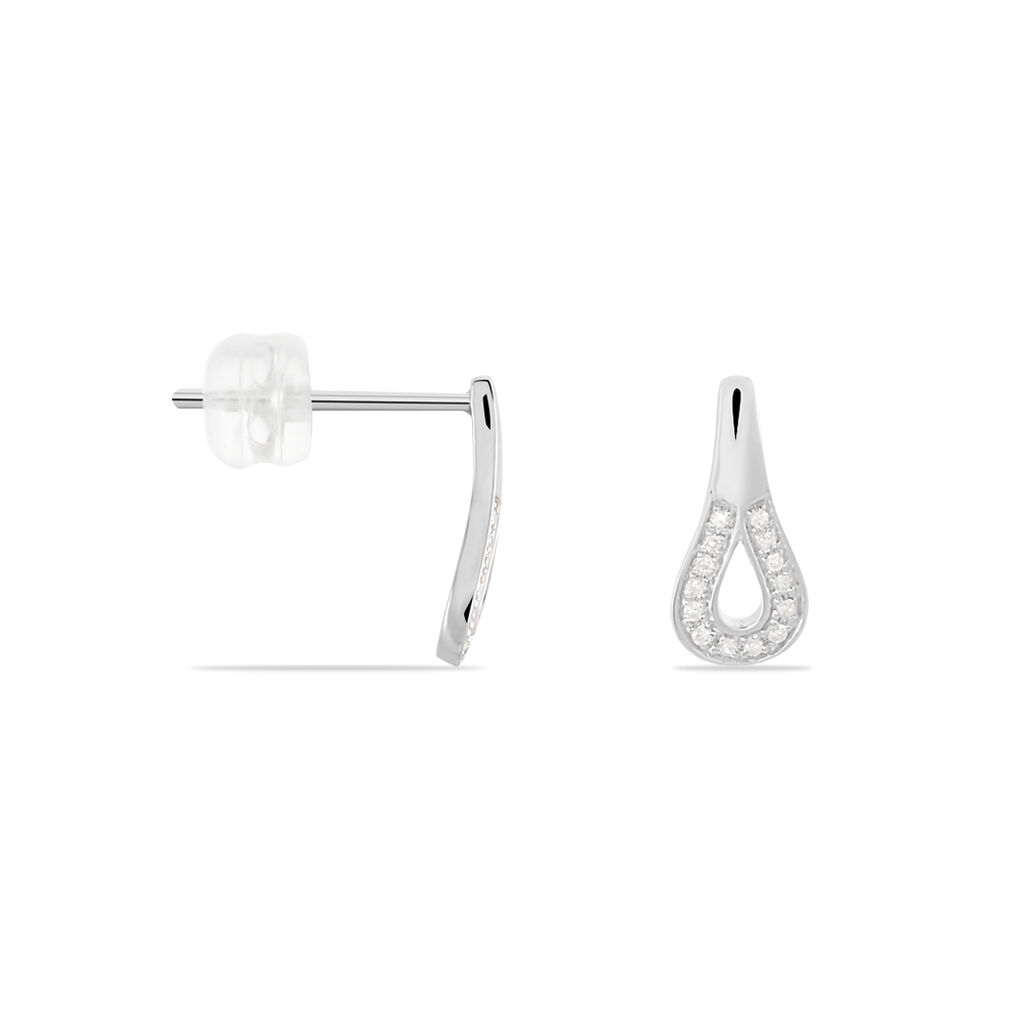 Damen Ohrringe Lang Weißgold 375 Diamant 0,07ct Tropfen Tina 2  - Ohrringe mit Stein Damen | OROVIVO