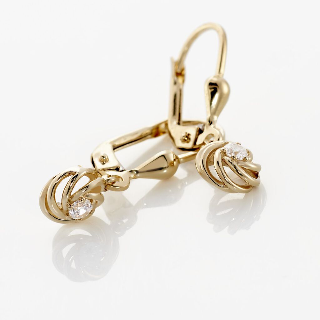  Ohrringe Lang Gold 375 Zirkonia Brigitte 7 7,00mm 2,2cm - Ohrhänger  | OROVIVO