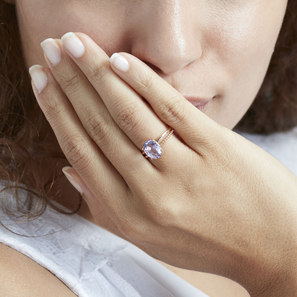 Bague Or Rose posy Corps De Bague Double Amethyste Ovale - Spannringe Damen | OROVIVO