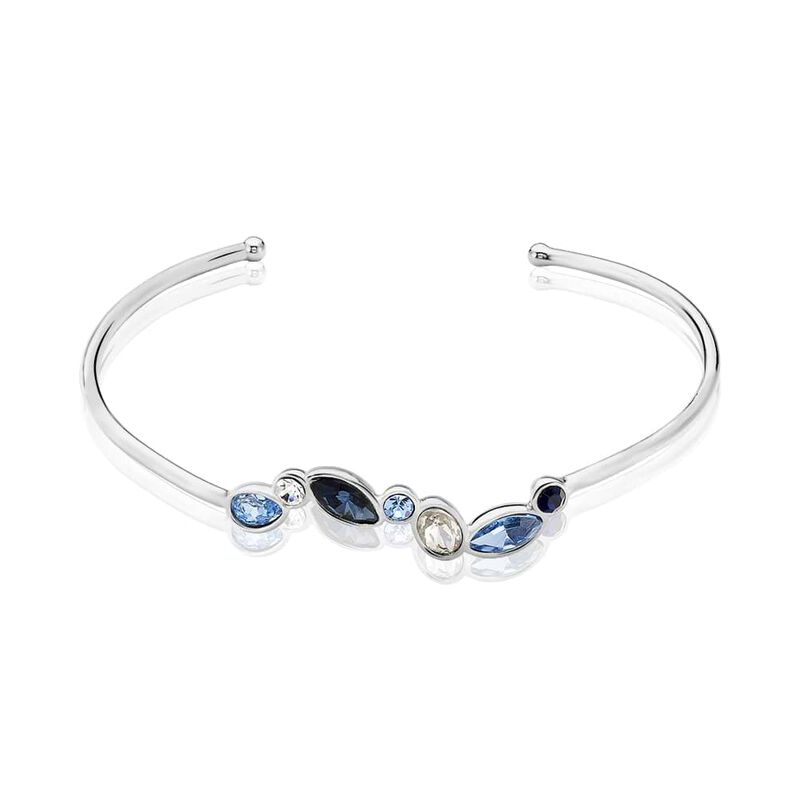 Bangle in metallo rodiato e pietre colore blu - Spannringe Damen | OROVIVO