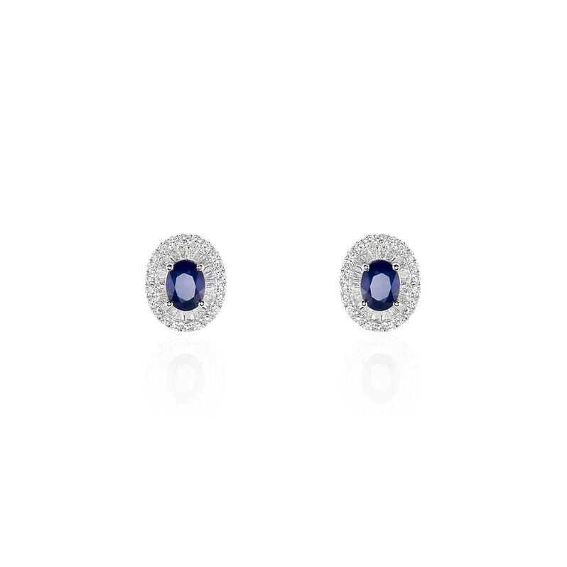 JAKKA Damen Ohrstecker Wei&szlig;gold 750 (18 Karat) Saphir Blau 0,88 ct - Ohrstecker Damen | OROVIVO