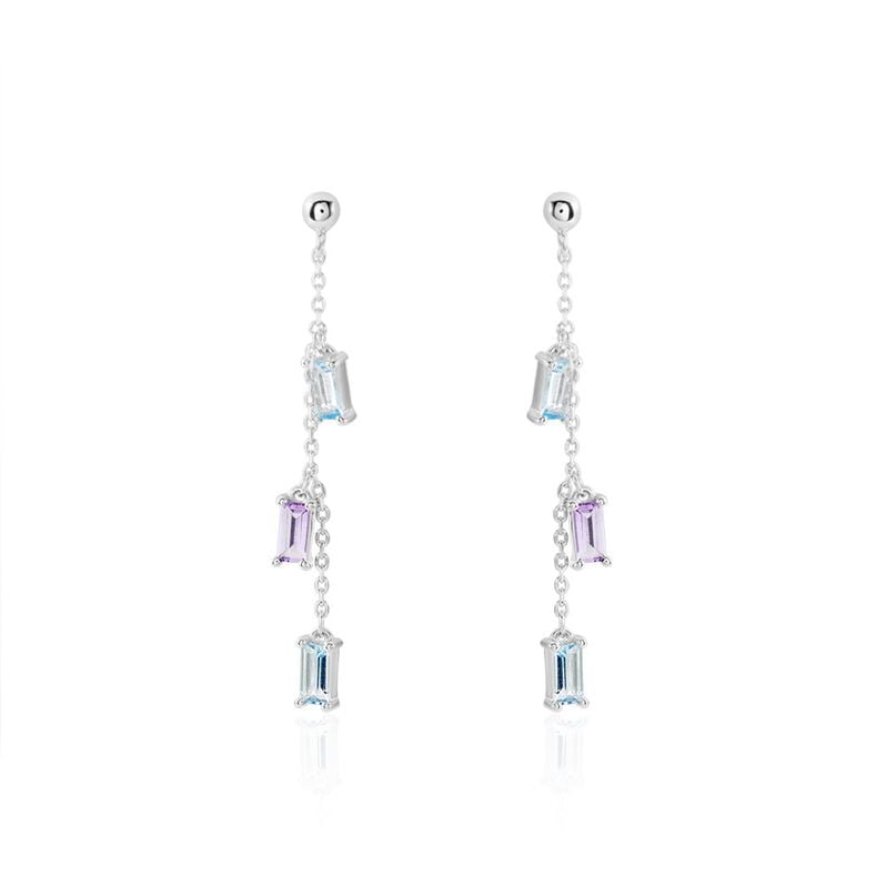 ANI Damen Ohrringe Lang Wei&szlig;gold 375 (9 Karat) Amethyst Violett 0,22 ct - Ohrh&auml;nger Damen | OROVIVO