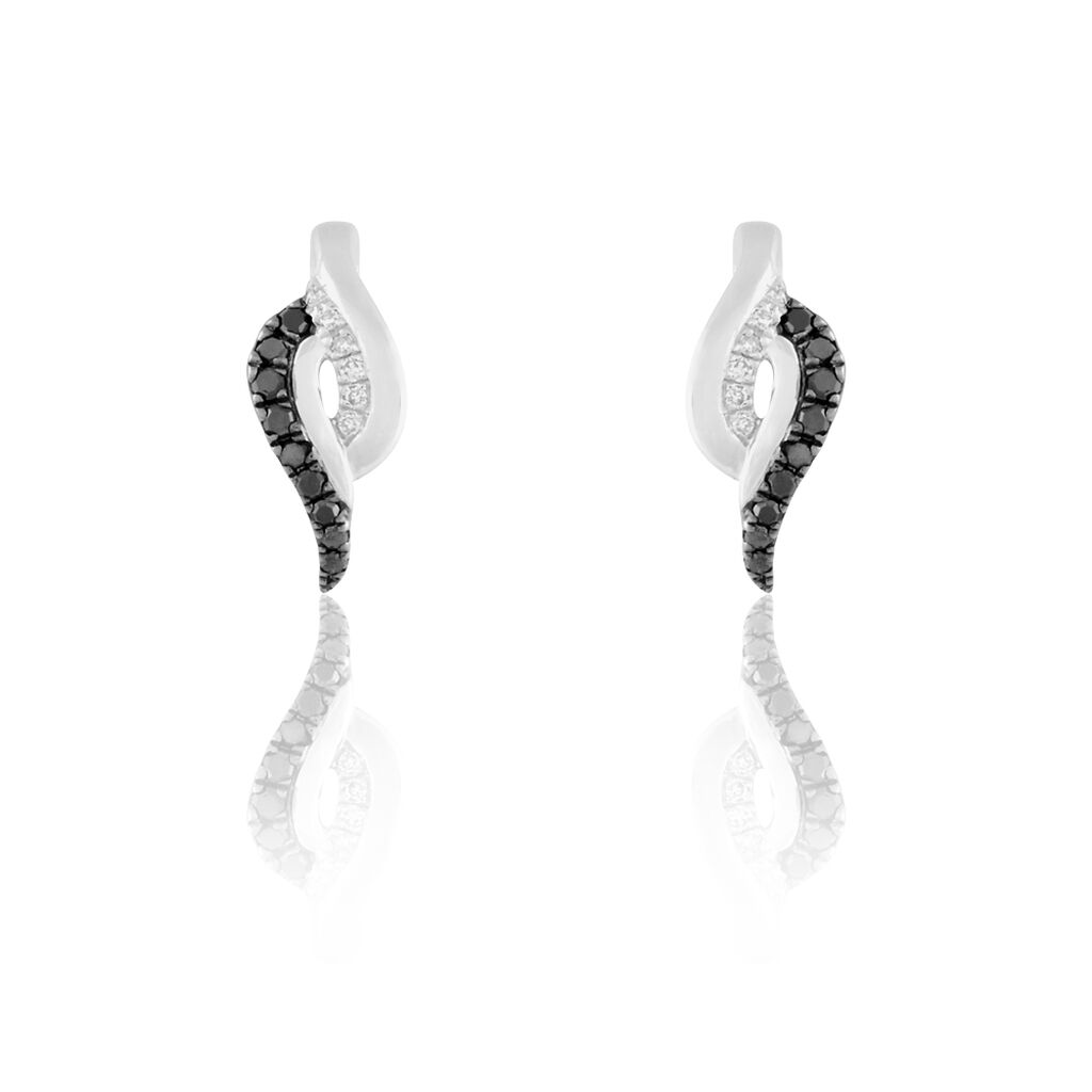 Damen Ohrringe Lang Weißgold 375 Diamant 0,11ct Oval Sculptural  - Ohrringe mit Stein Damen | OROVIVO